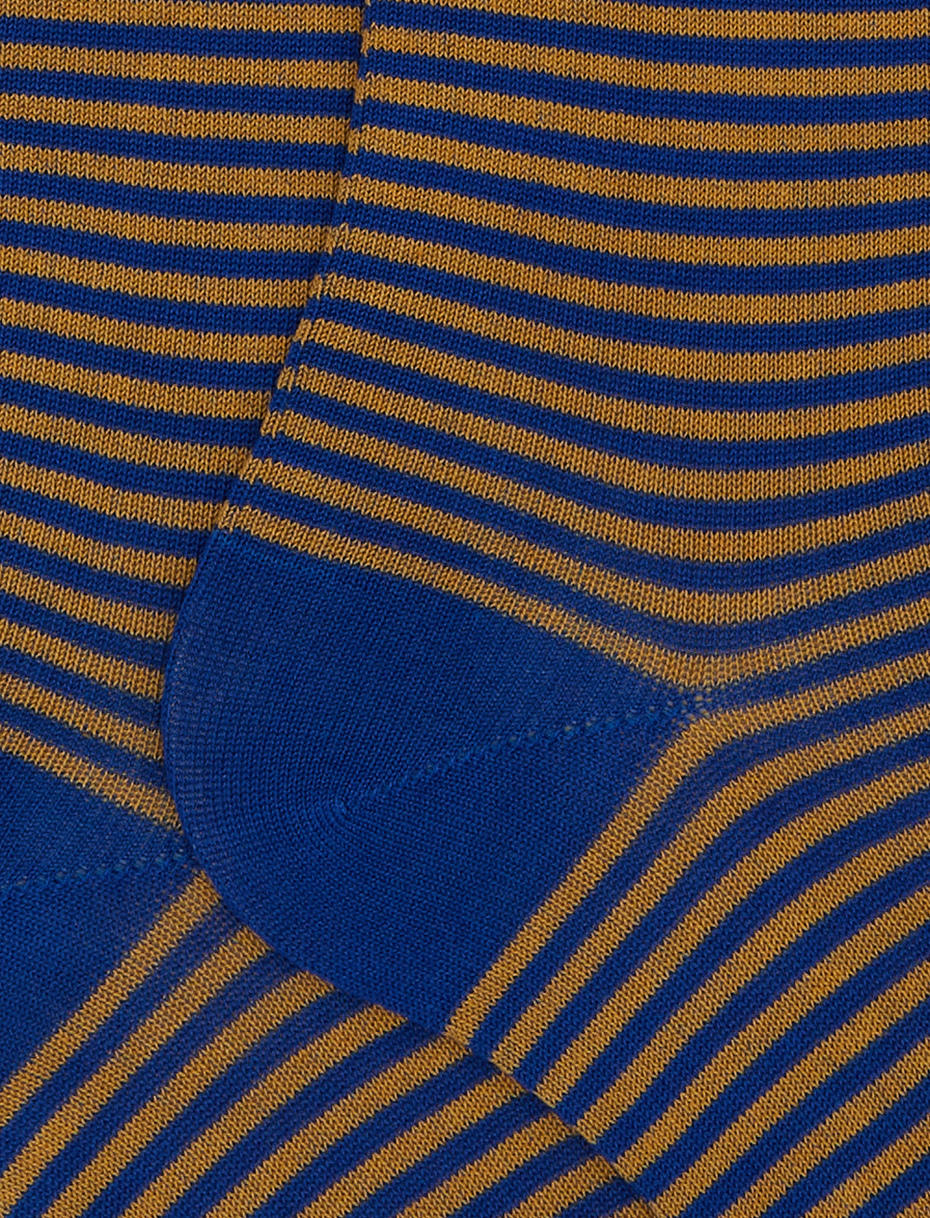 Men's long blue cotton socks with Windsor stripes - Gallo 1927 - Official Online Shop
