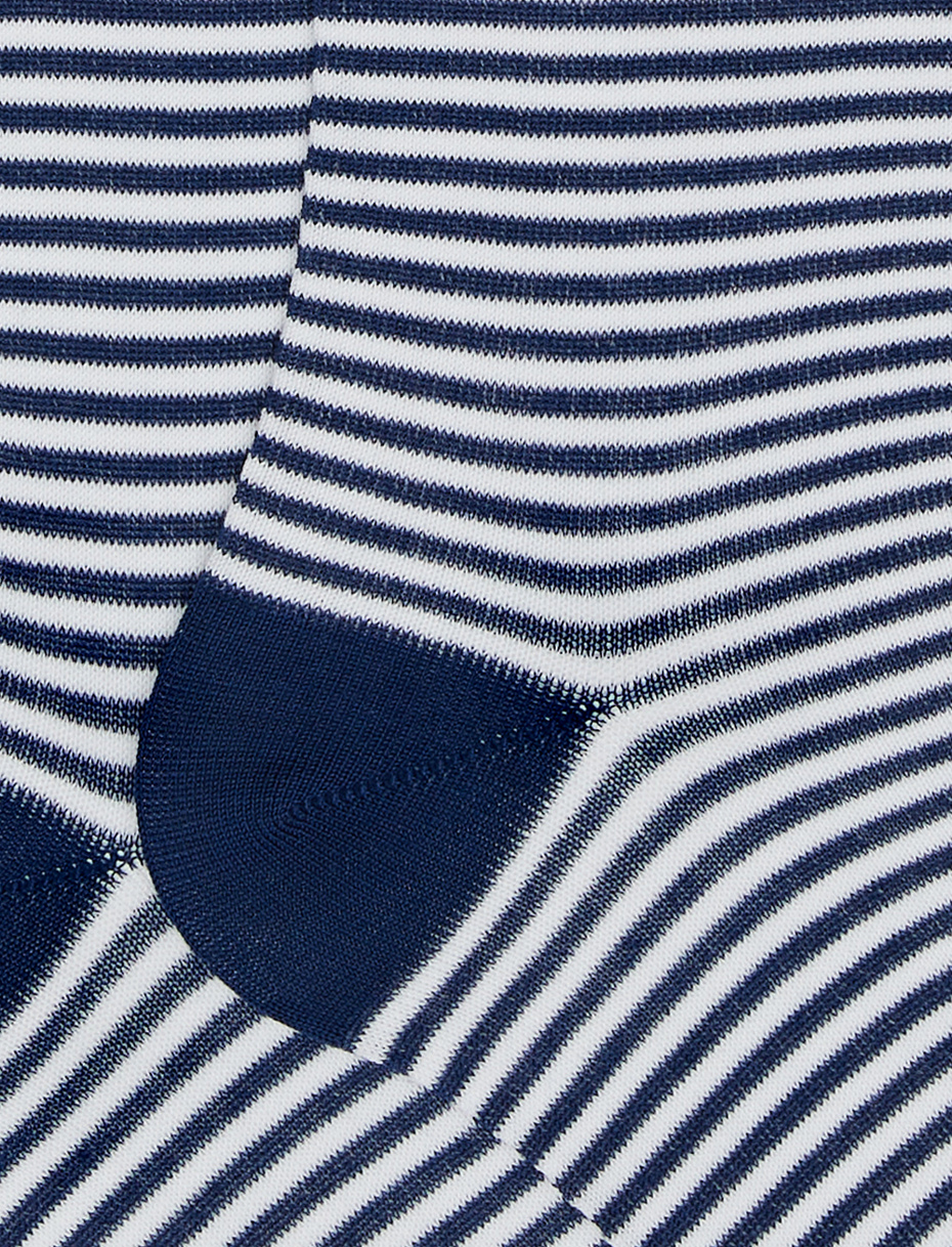 Calze lunghe uomo cotone leggero royal/bianco righe windsor - Gallo 1927 - Official Online Shop