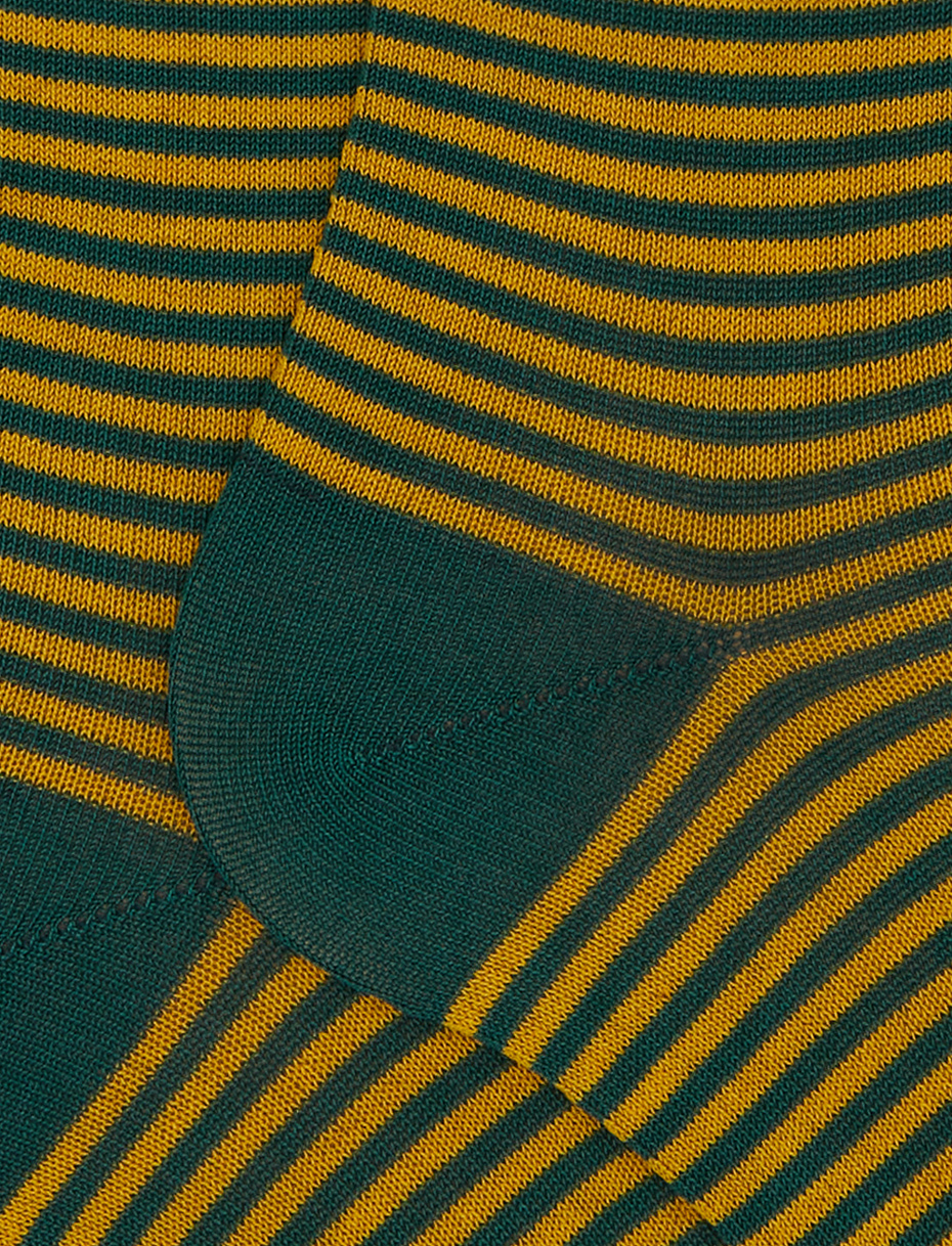 Men's long green cotton socks with Windsor stripes - Gallo 1927 - Official Online Shop