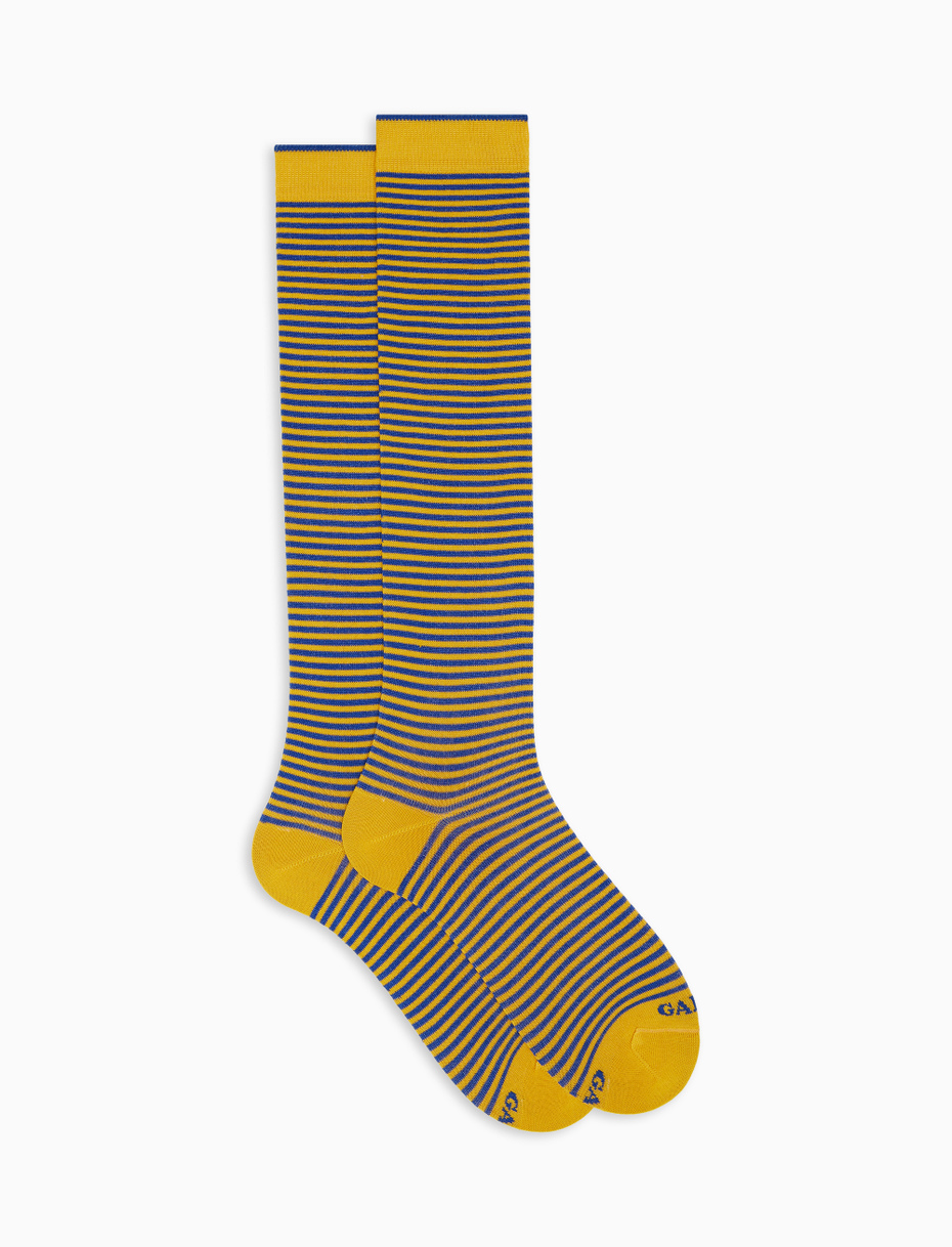 Men's long narcissus light cotton socks with Windsor stripes - Gallo 1927 - Official Online Shop