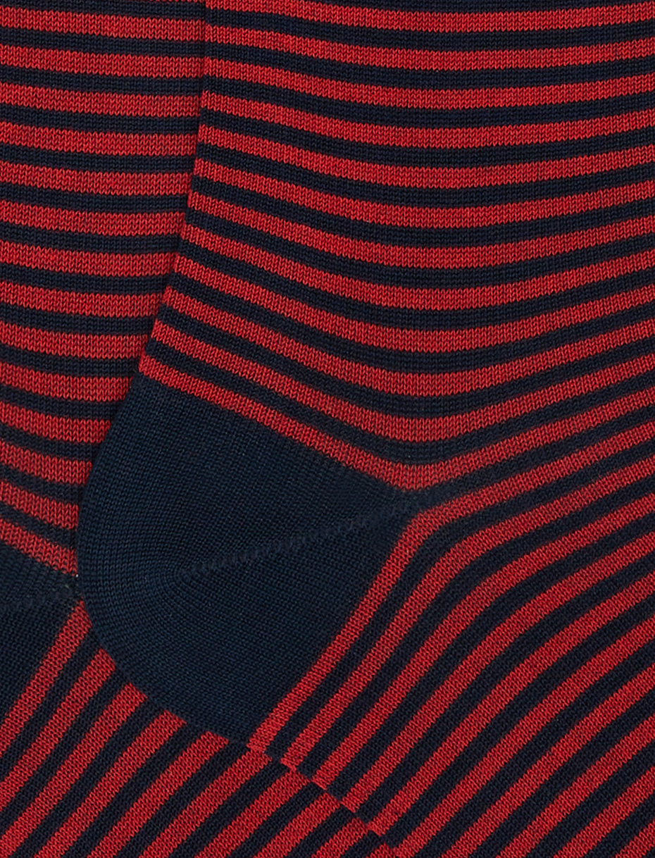 Men's long ocean blue light cotton socks with Windsor stripes - Gallo 1927 - Official Online Shop