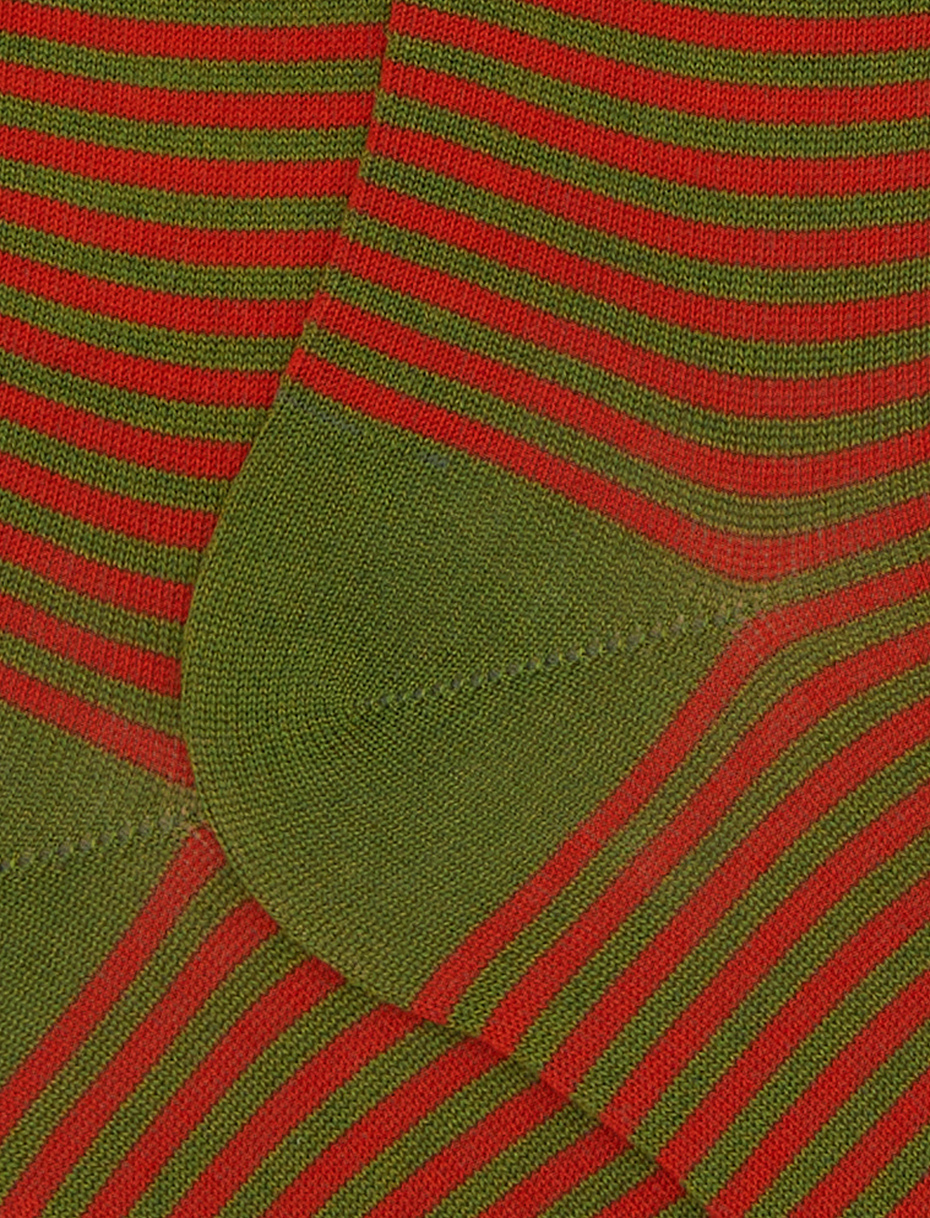 Men's long green cotton socks with Windsor stripes - Gallo 1927 - Official Online Shop