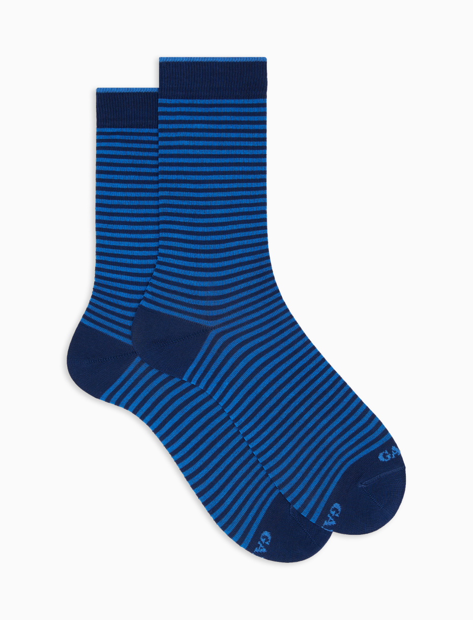 Calze corte uomo cotone leggero blu royal righe windsor - Gallo 1927 - Official Online Shop