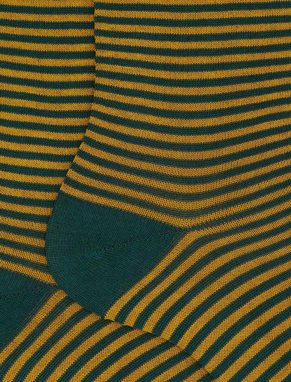 Men's short green cotton socks with Windsor stripes - Gallo 1927 - Official Online Shop