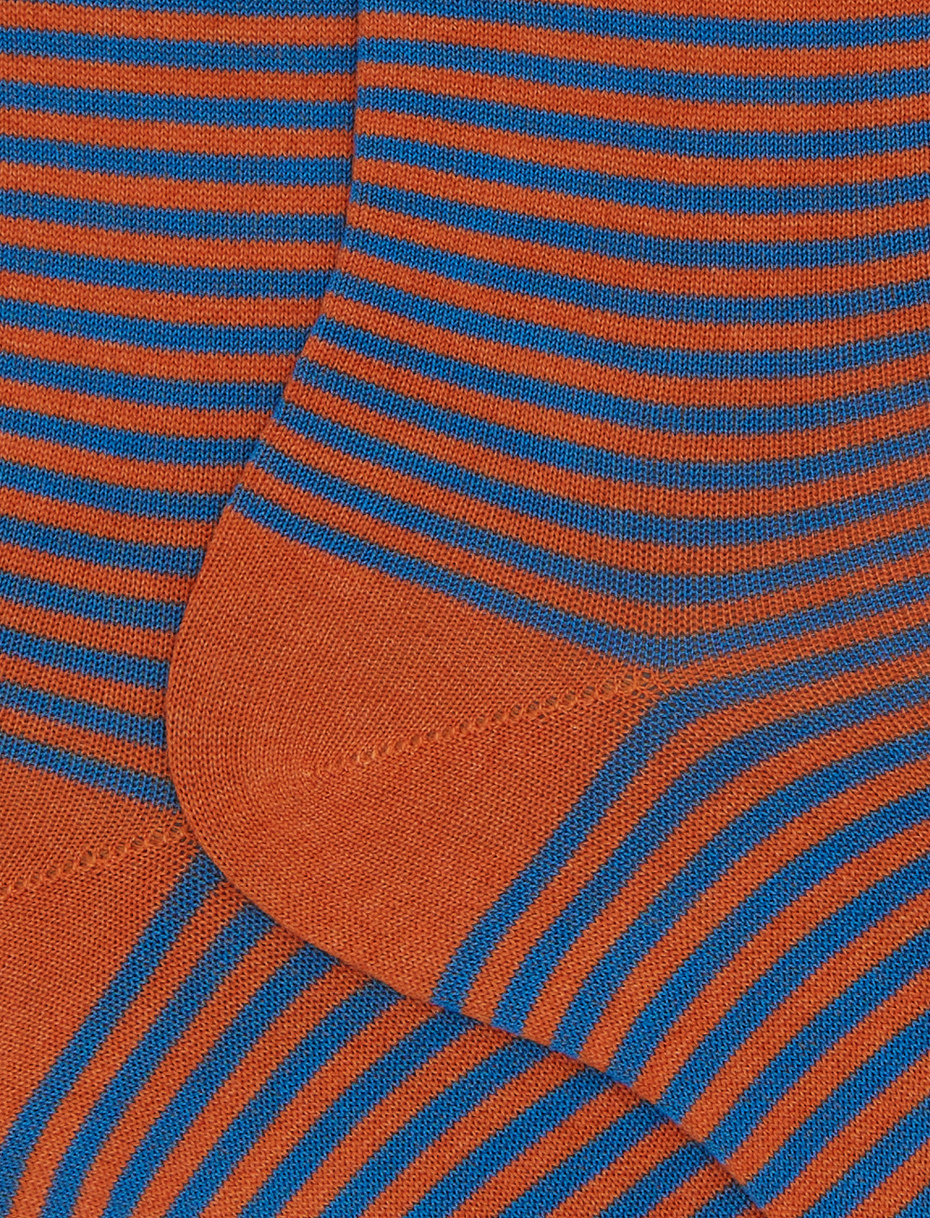 Men's short orange cotton socks with Windsor stripes - Gallo 1927 - Official Online Shop