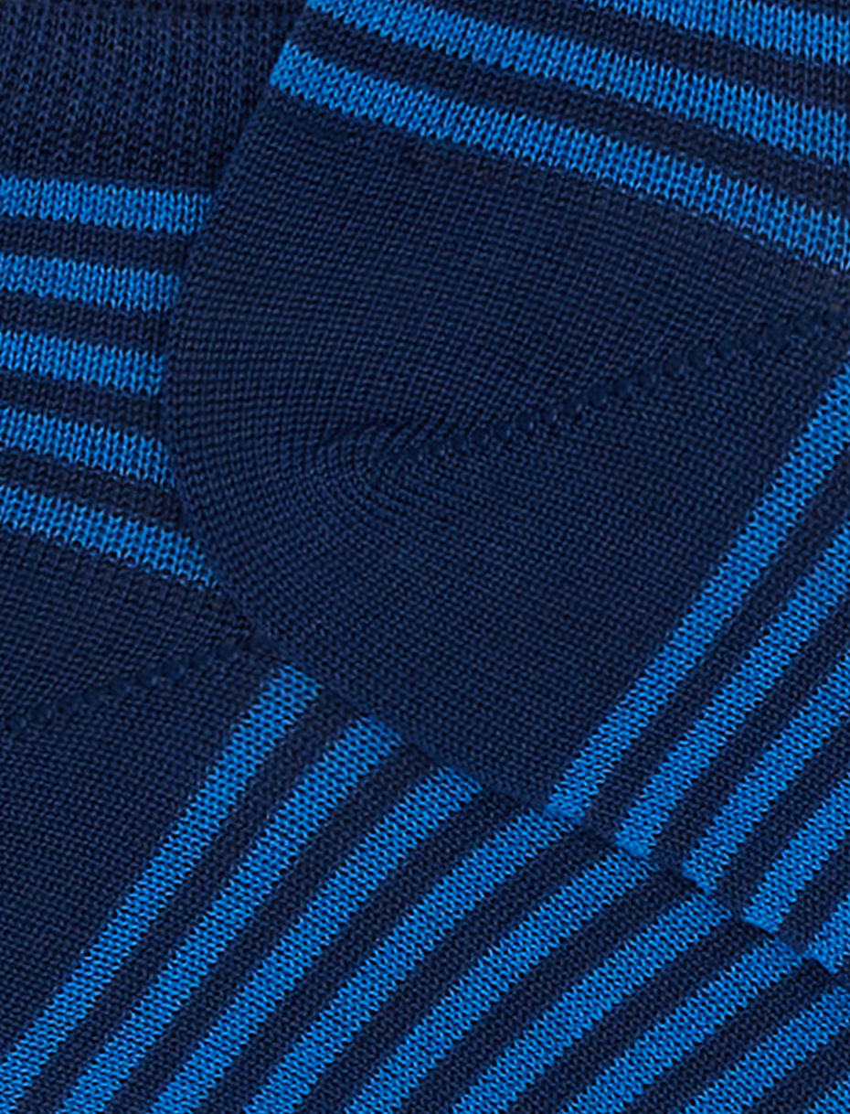 Men's royal blue/periwinkle light cotton ankle socks with Windsor stripes - Gallo 1927 - Official Online Shop