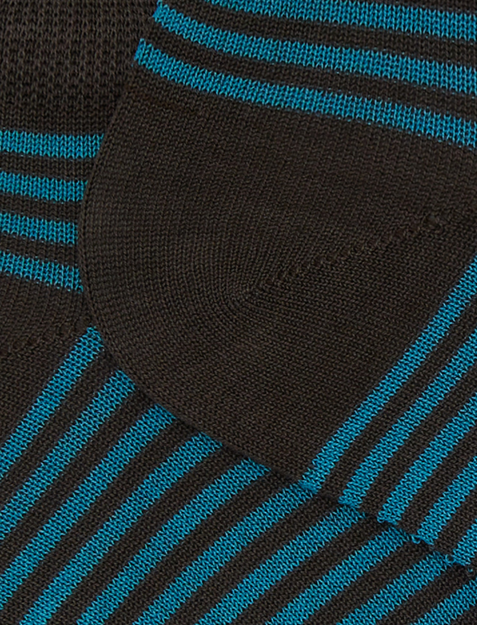 Men's light blue cotton ankle socks with Windsor stripes - Gallo 1927 - Official Online Shop