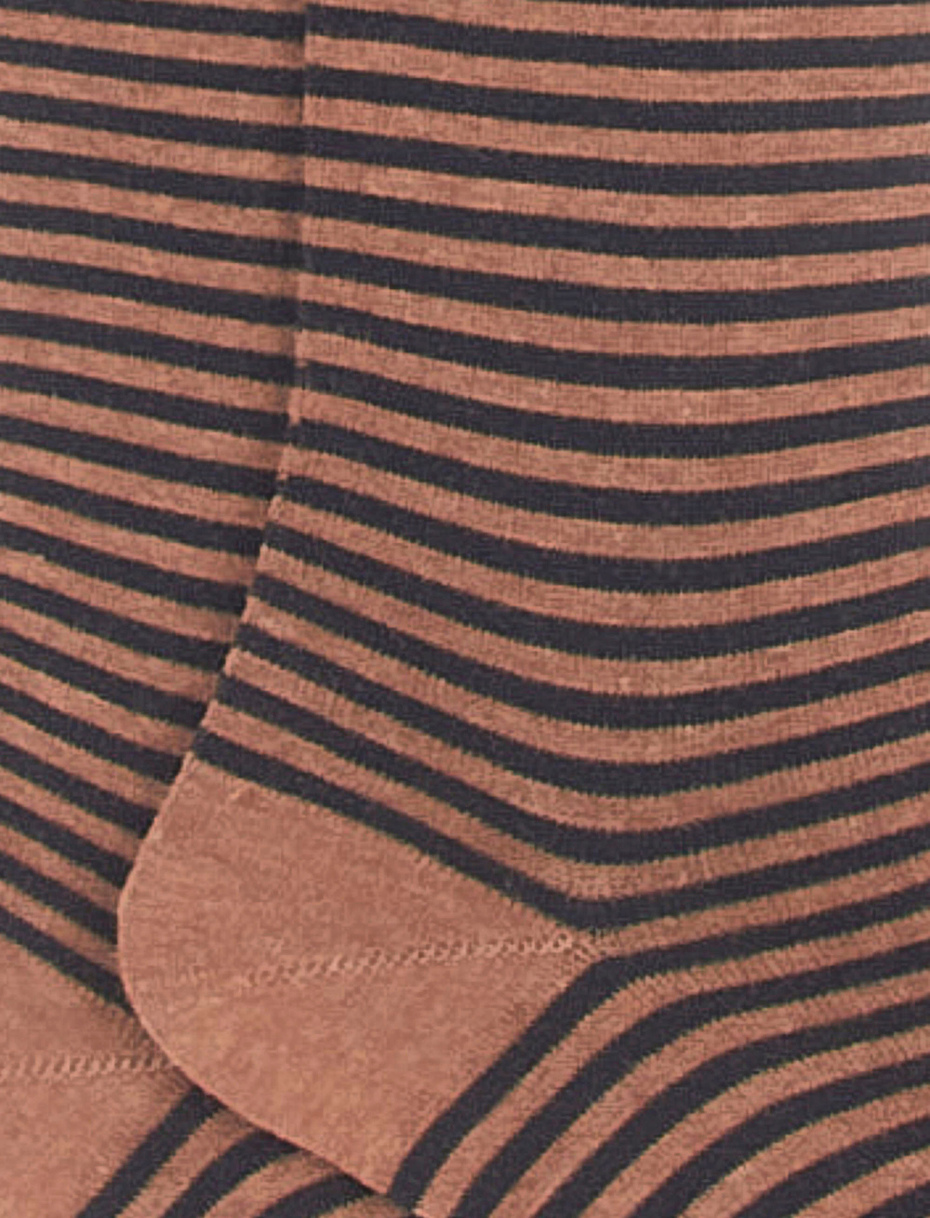 Women's thigh-high walnut cotton socks with Windsor stripes - Gallo 1927 - Official Online Shop