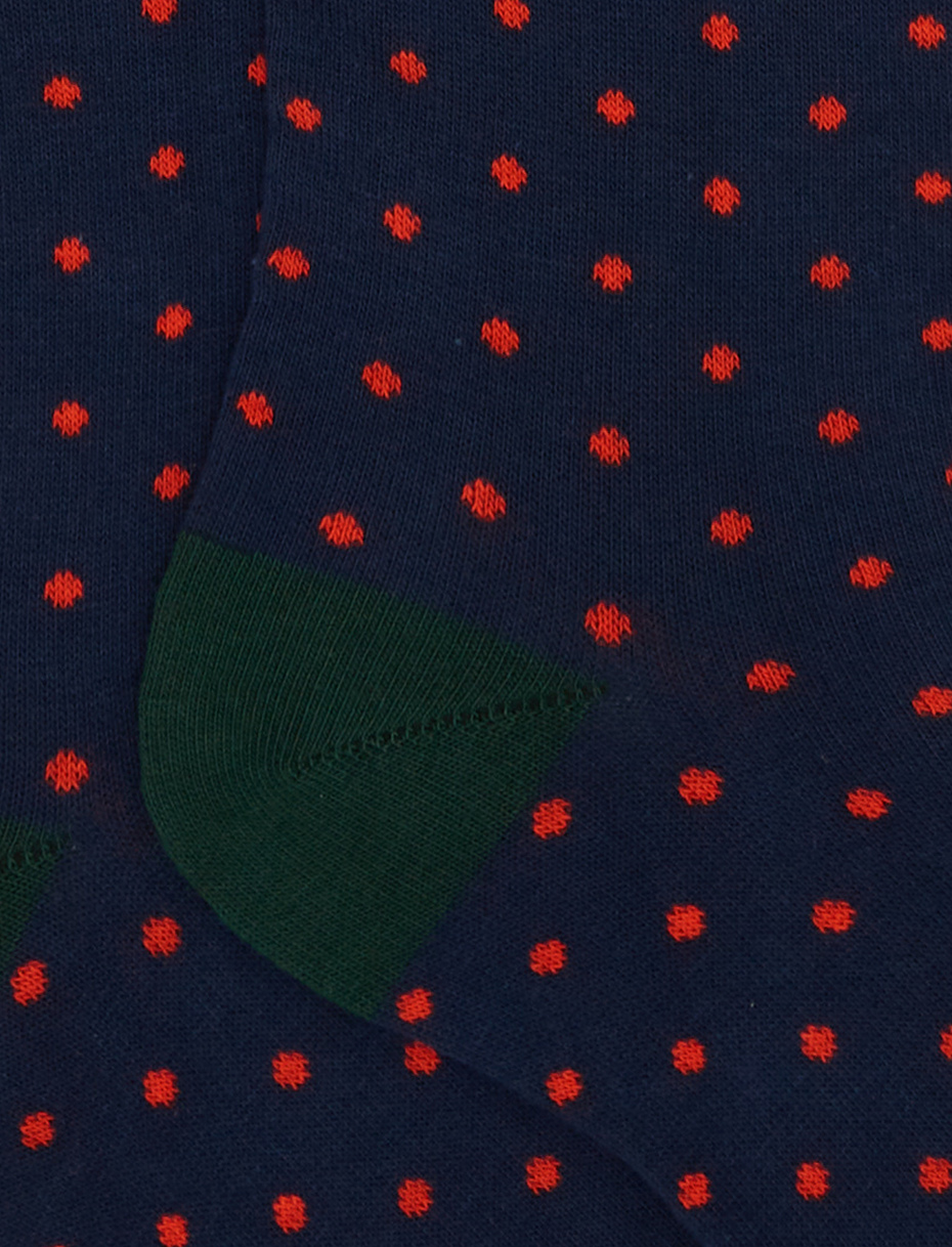 Women's blue cotton knee-high socks with polka dot pattern - Gallo 1927 - Official Online Shop