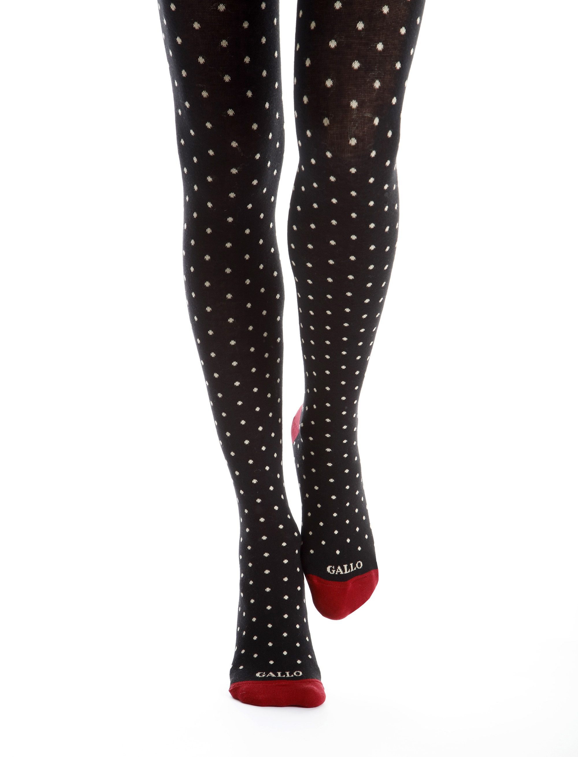 Collant donna cotone nero fantasia pois - Gallo 1927 - Official Online Shop