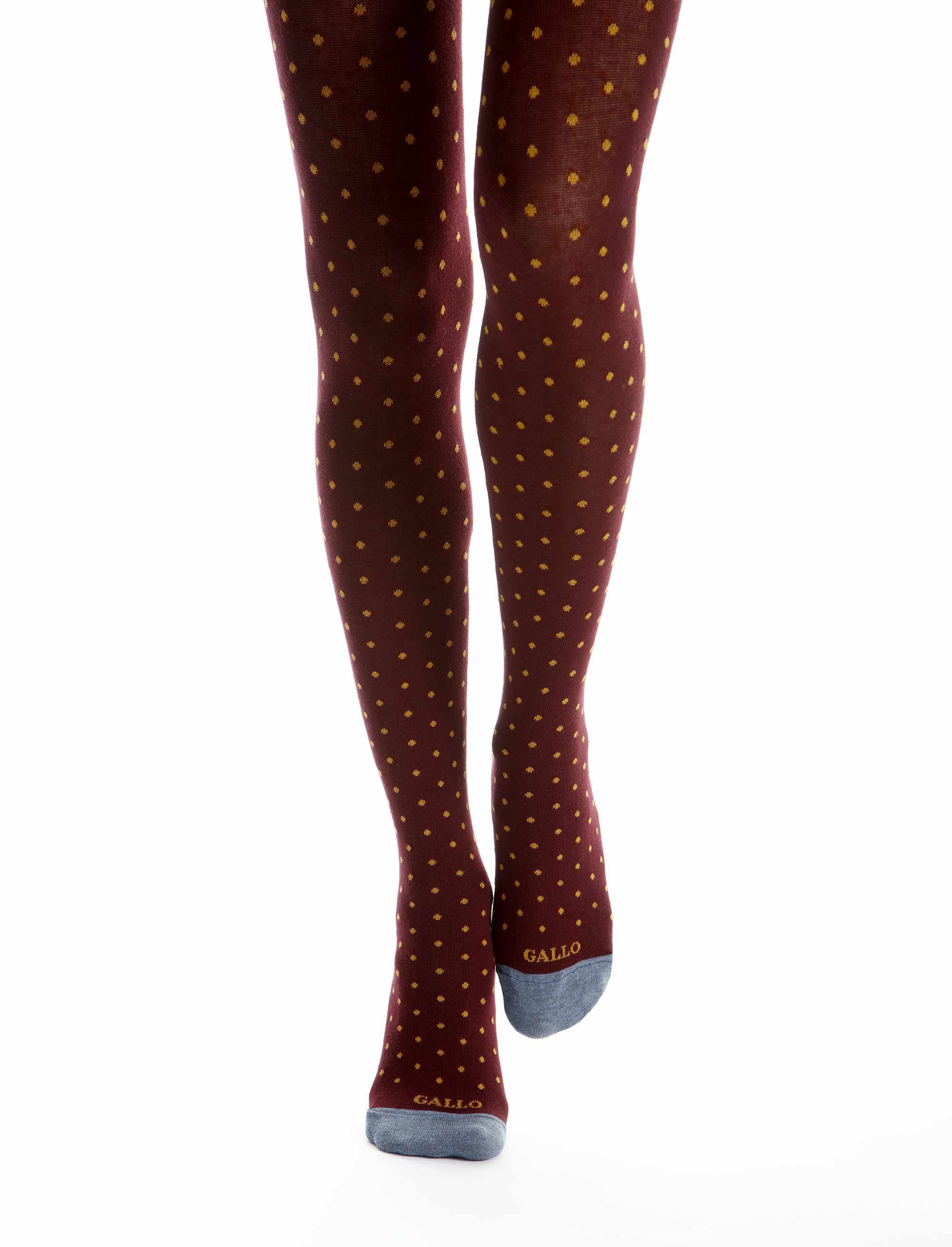 Women's burgundy cotton tights with polka dots pattern - Gallo 1927 - Official Online Shop