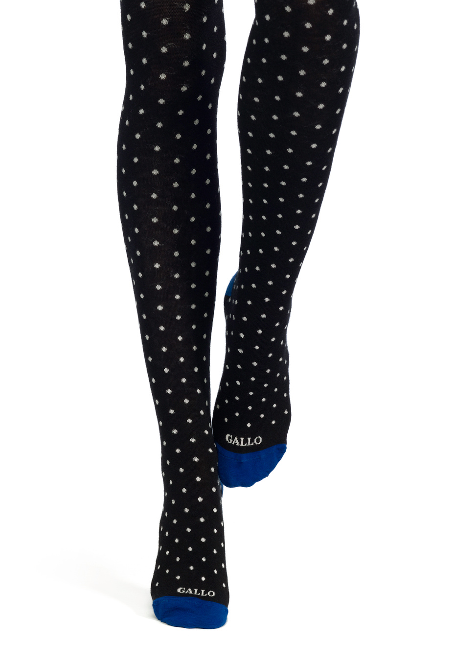 Women's black cotton tights with polka dots pattern