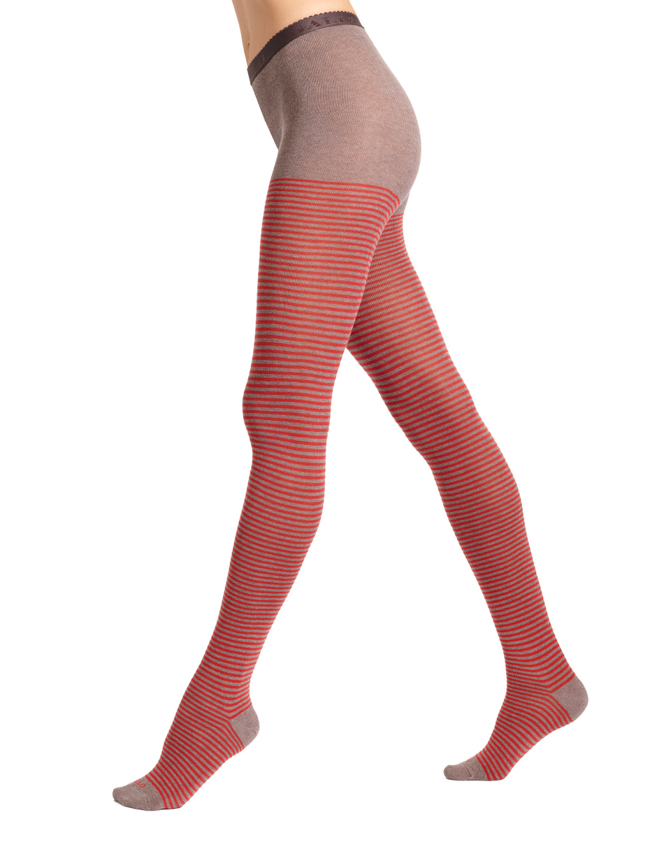 Women's beige cotton tights with Windsor stripes - Gallo 1927 - Official Online Shop