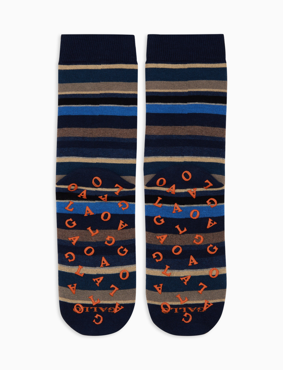 Calze corte antiscivolo uomo cotone blu righe multicolor - Gallo 1927 - Official Online Shop