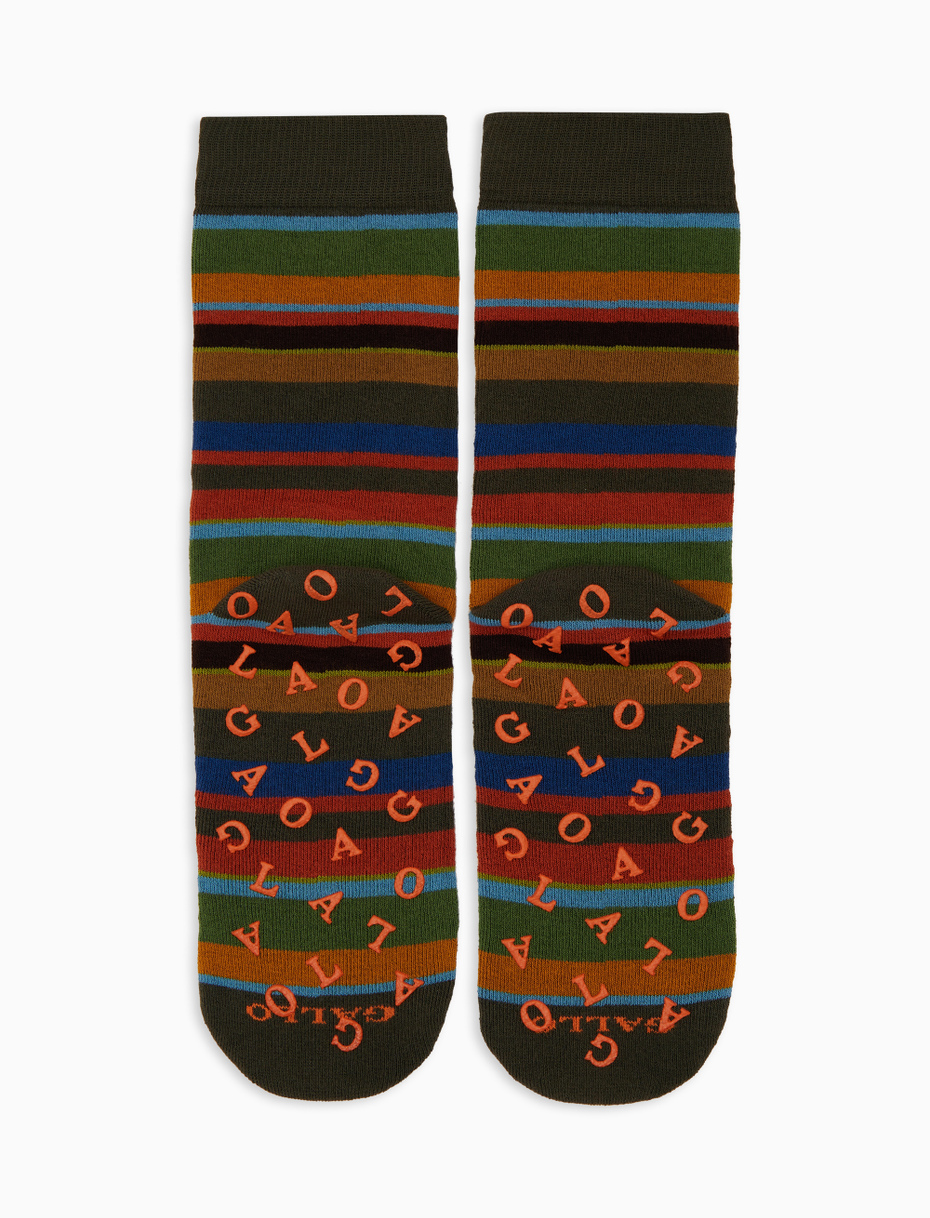 Calze corte antiscivolo uomo cotone verde righe multicolor - Gallo 1927 - Official Online Shop