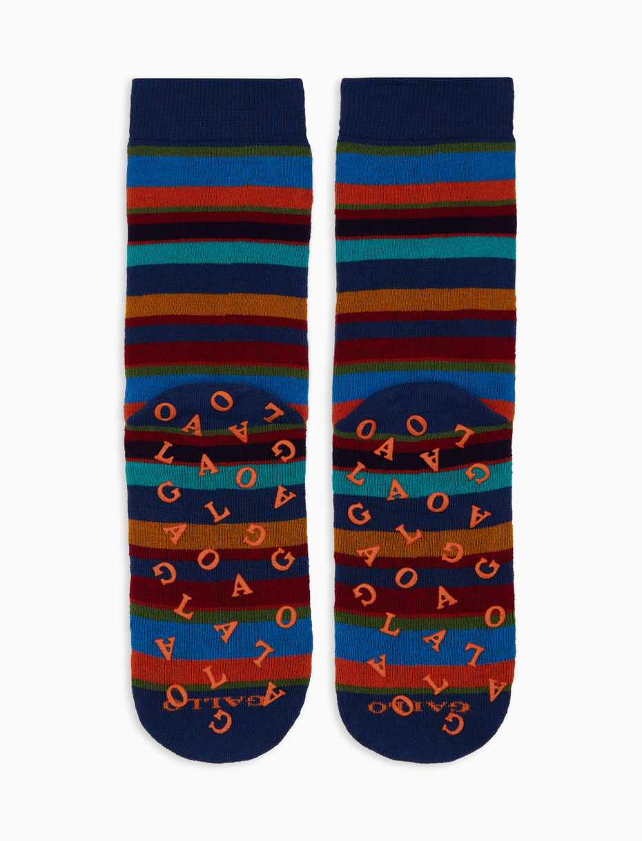 Calze corte antiscivolo uomo cotone blu righe multicolor - Gallo 1927 - Official Online Shop