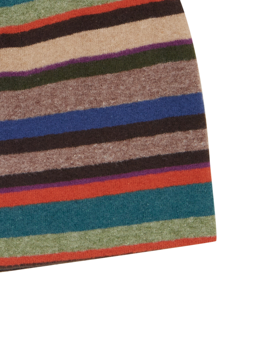 Unisex beige fleece beanie with multicoloured stripes - Gallo 1927 - Official Online Shop