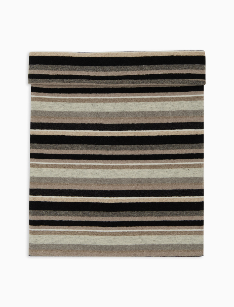 Unisex multi-use black fleece neck warmer with multicoloured stripes - Gallo 1927 - Official Online Shop