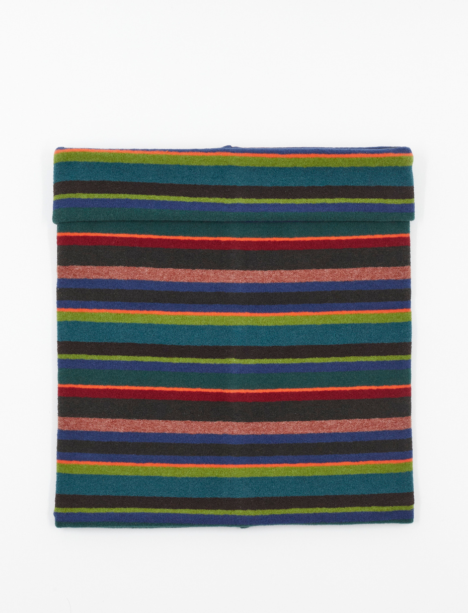 Unisex multi-use forest green fleece neck warmer with multicoloured stripes - Gallo 1927 - Official Online Shop
