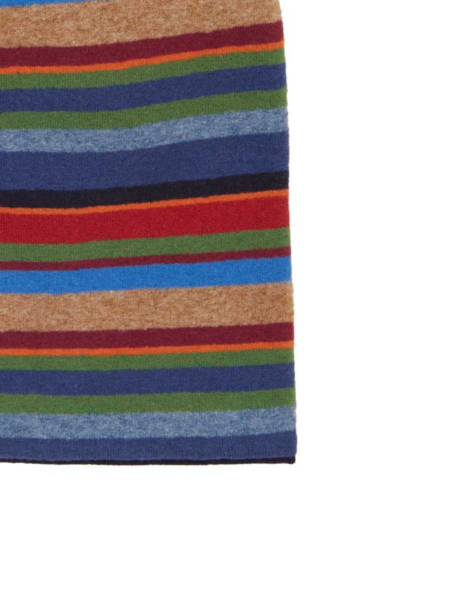 Unisex reversible blue fleece beanie with multicoloured stripes - Gallo 1927 - Official Online Shop