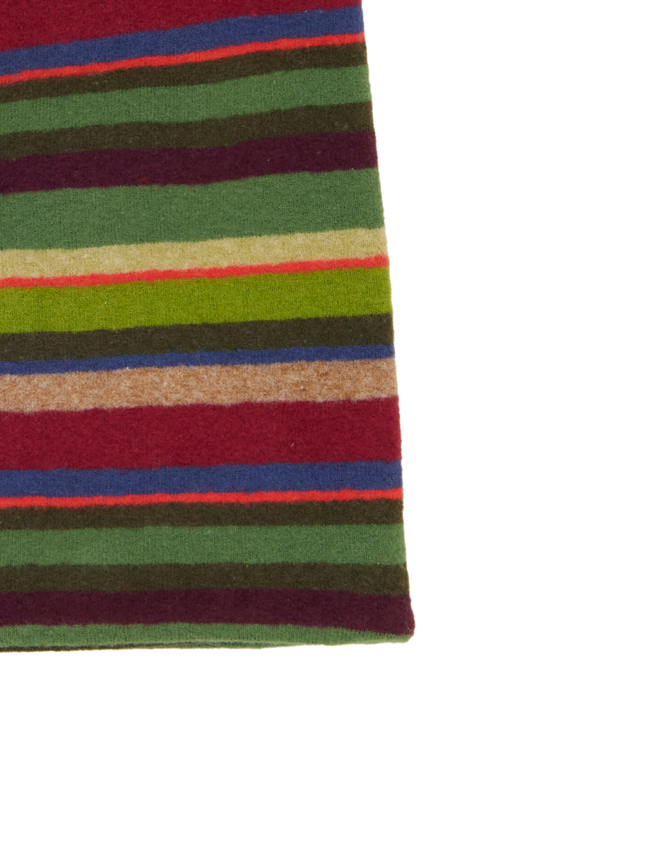 Unisex reversible green fleece beanie with multicoloured stripes - Gallo 1927 - Official Online Shop