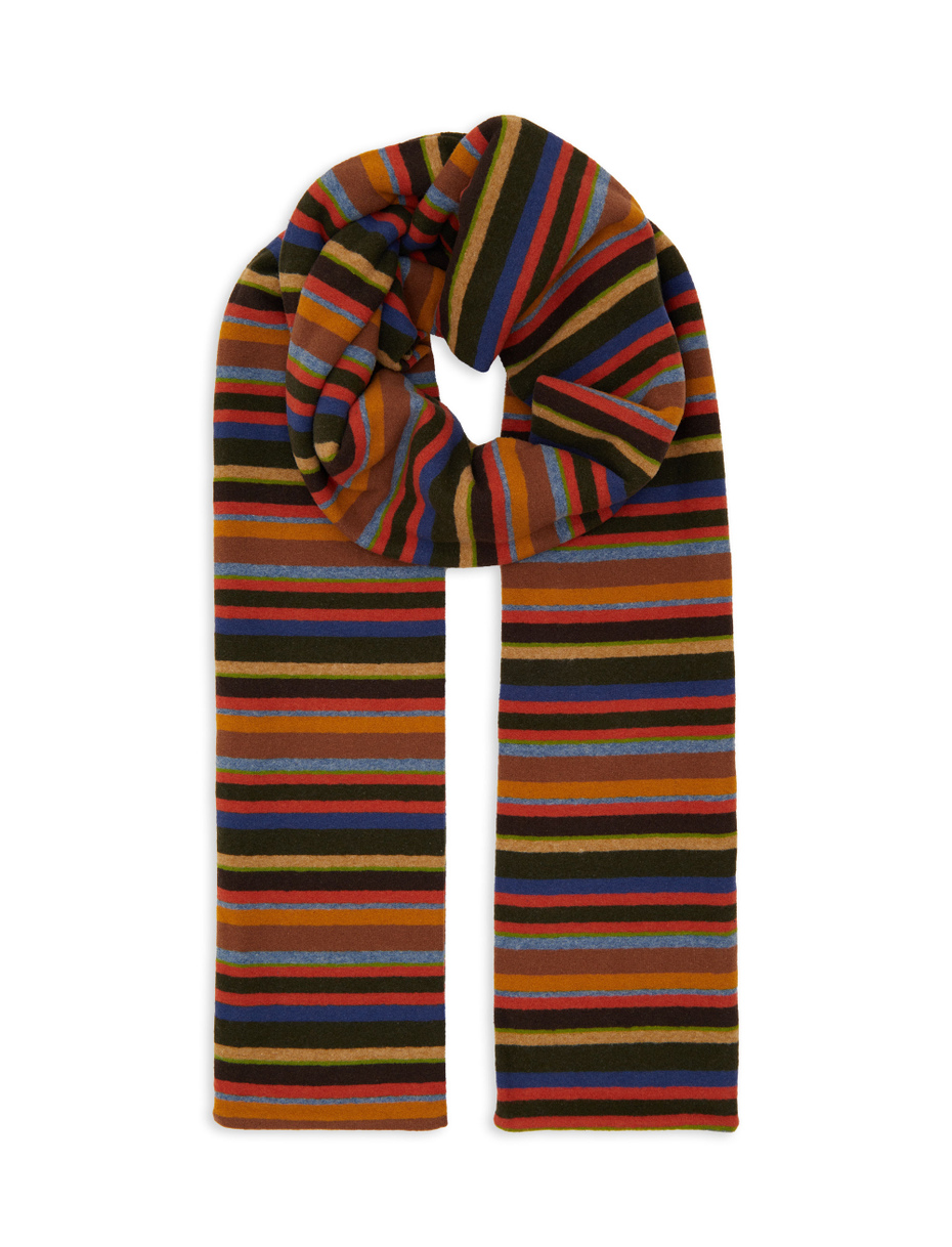 Sciarpa unisex pile verde righe multicolor - Gallo 1927 - Official Online Shop