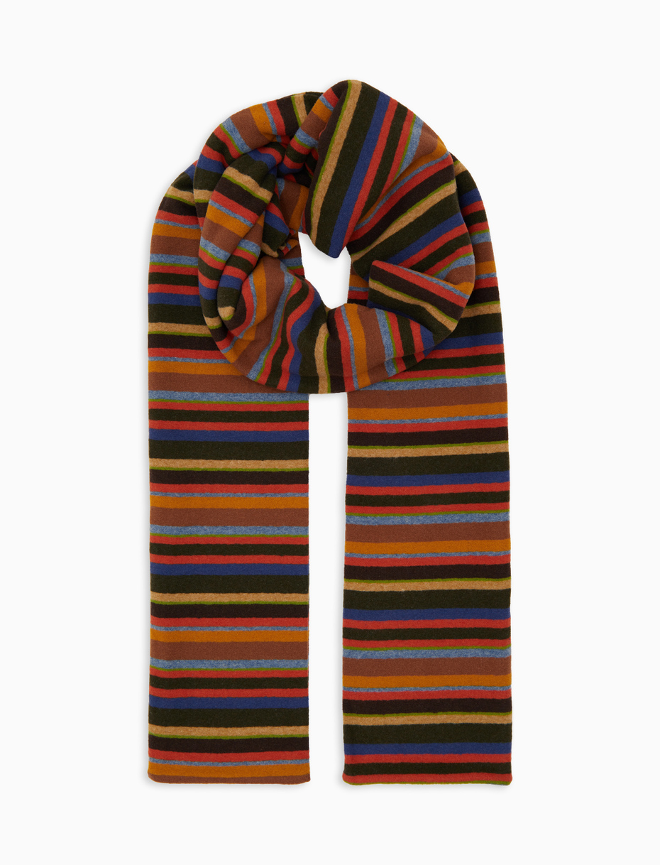 Sciarpa unisex pile verde righe multicolor - Gallo 1927 - Official Online Shop
