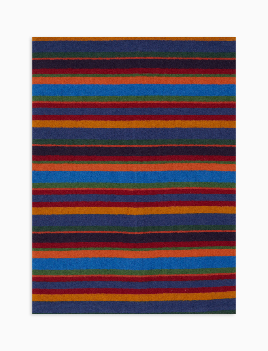 Sciarpa unisex pile blu righe multicolor - Gallo 1927 - Official Online Shop