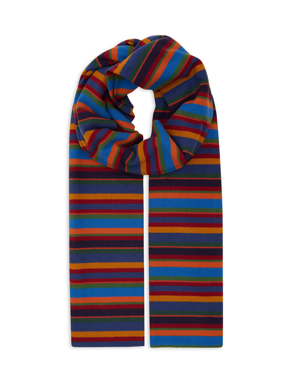 Sciarpa unisex pile blu righe multicolor - Gallo 1927 - Official Online Shop