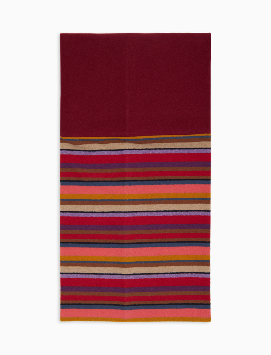 Unisex burgundy fleece neck warmer with multicoloured stripes - Gallo 1927 - Official Online Shop