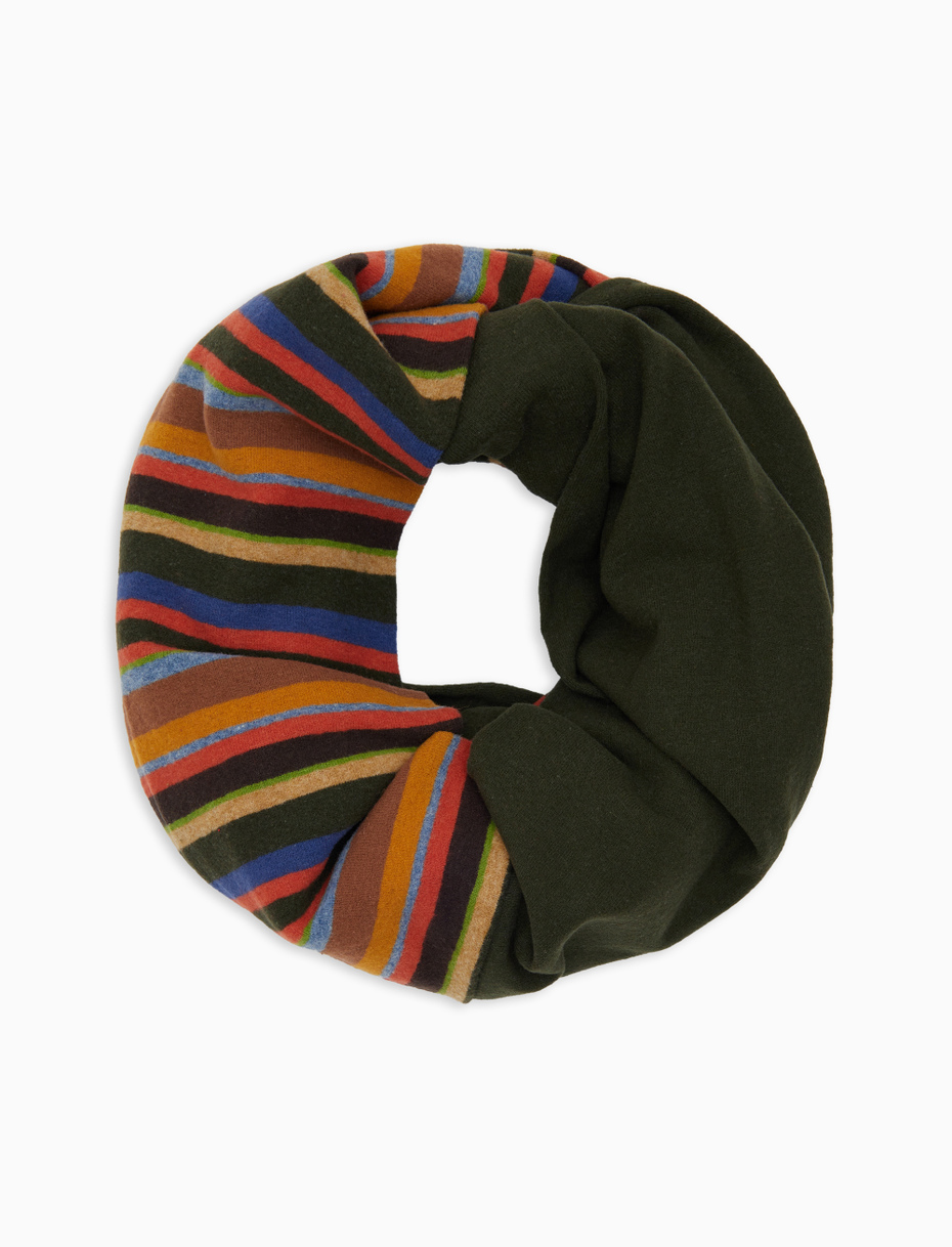 Scaldacollo unisex pile verde righe multicolor - Gallo 1927 - Official Online Shop