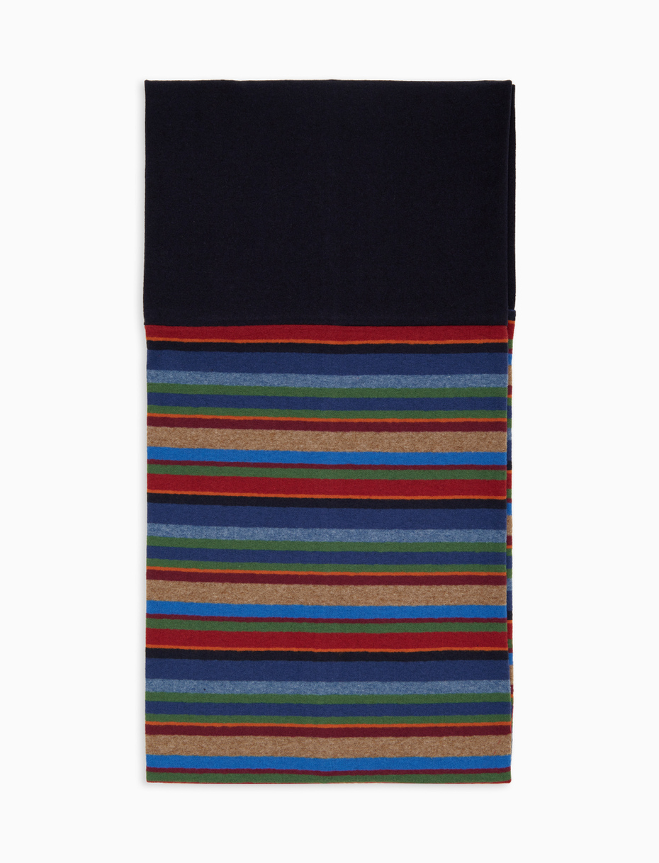 Unisex blue fleece neck warmer with multicoloured stripes - Gallo 1927 - Official Online Shop