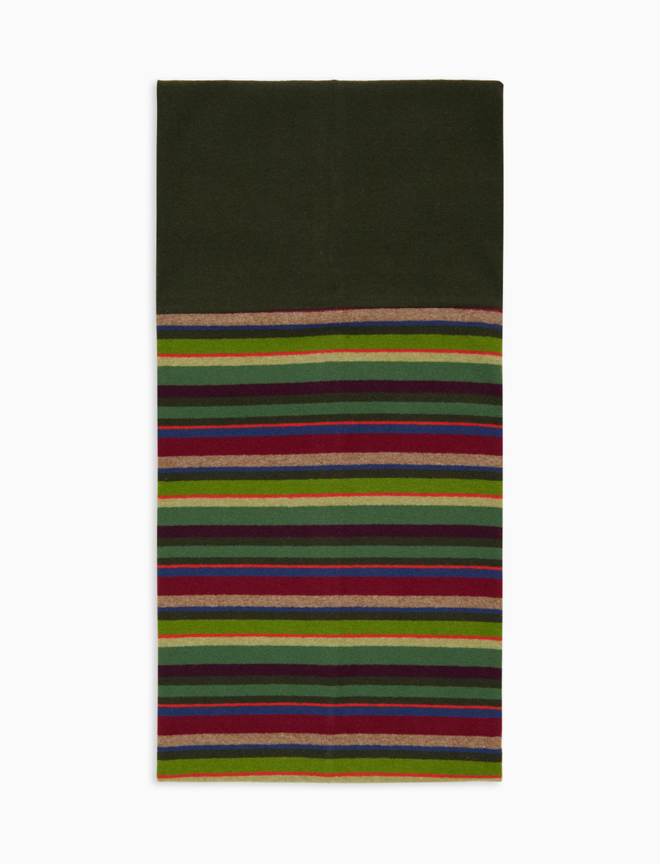 Unisex green fleece neck warmer with multicoloured stripes - Gallo 1927 - Official Online Shop