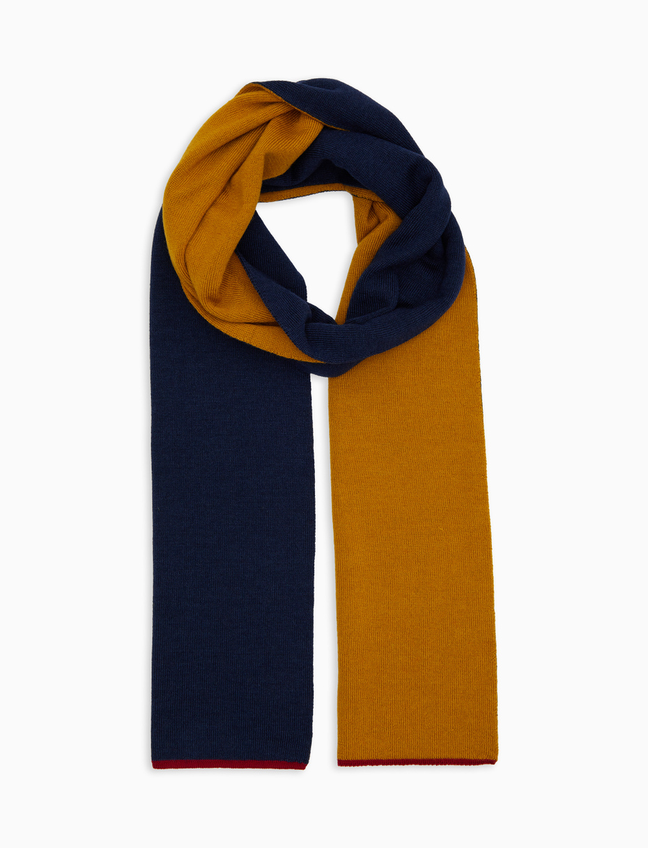 Women's plain blue scarf in wool, silk and cashmere - Gallo 1927 - Official Online Shop