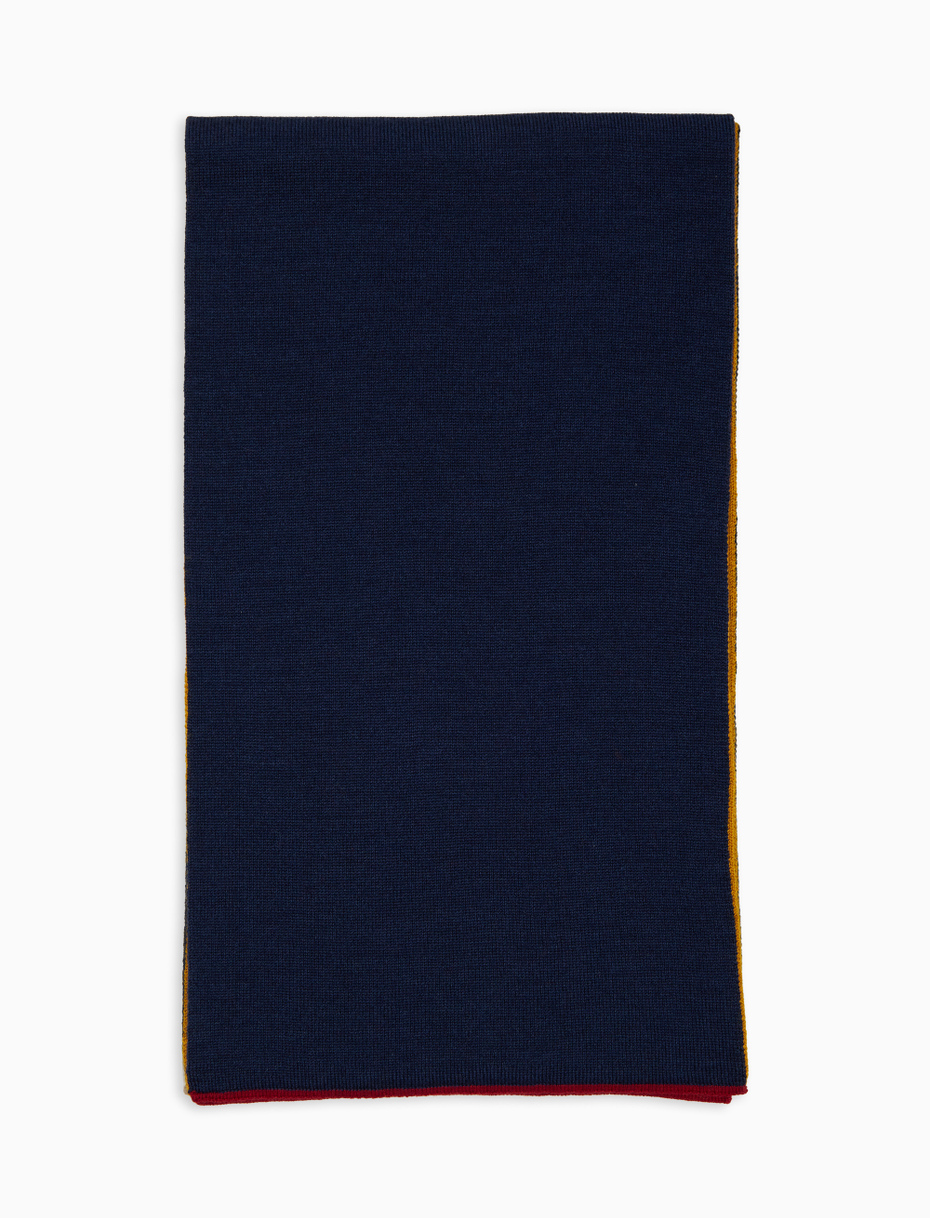 Women's plain blue scarf in wool, silk and cashmere - Gallo 1927 - Official Online Shop