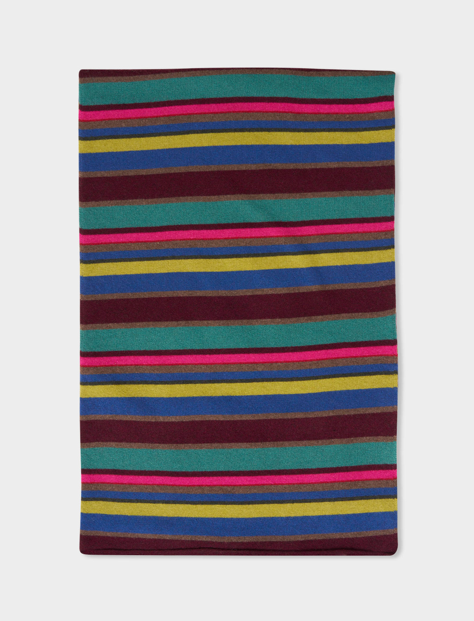 Women's burgundy wool and cashmere scarf with multicoloured stripes - Gallo 1927 - Official Online Shop