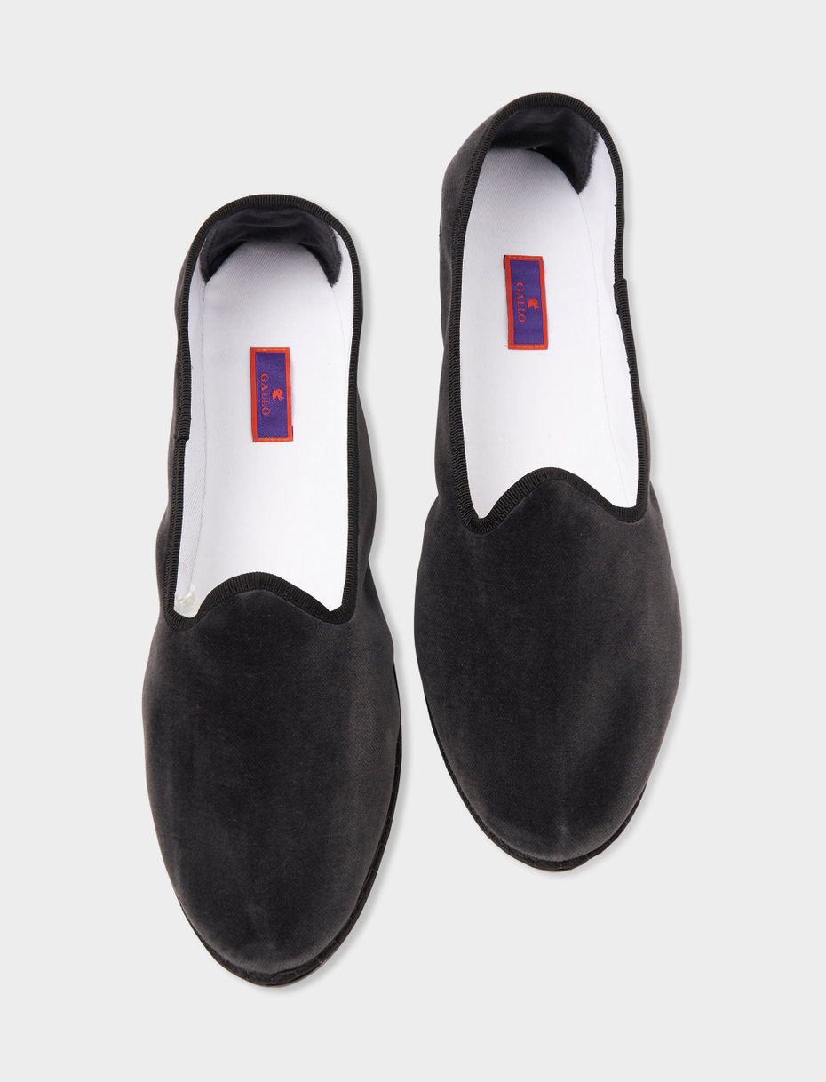 Men's plain charcoal grey velvet shoes - Gallo 1927 - Official Online Shop