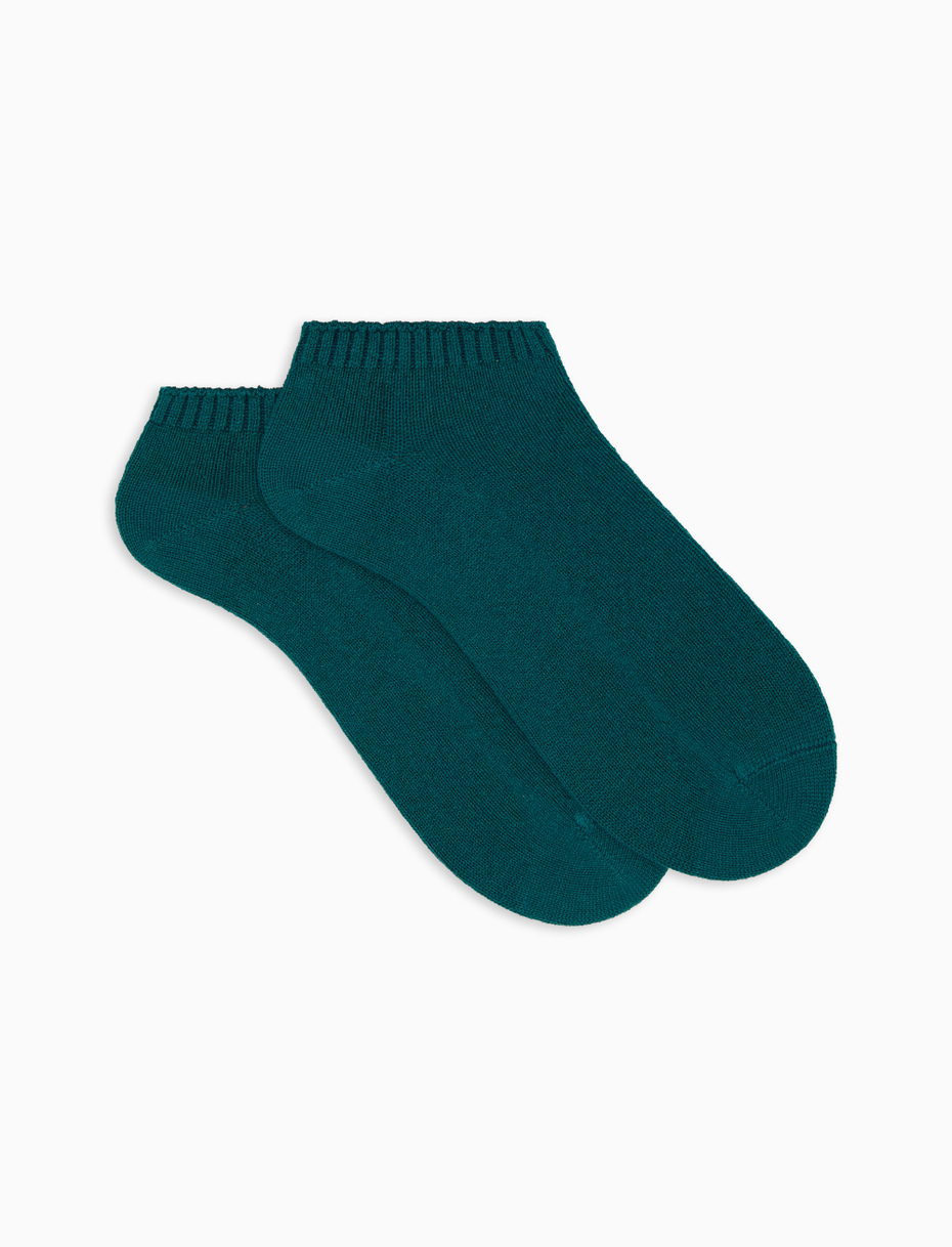 Women's plain blue cashmere ankle socks - Gallo 1927 - Official Online Shop