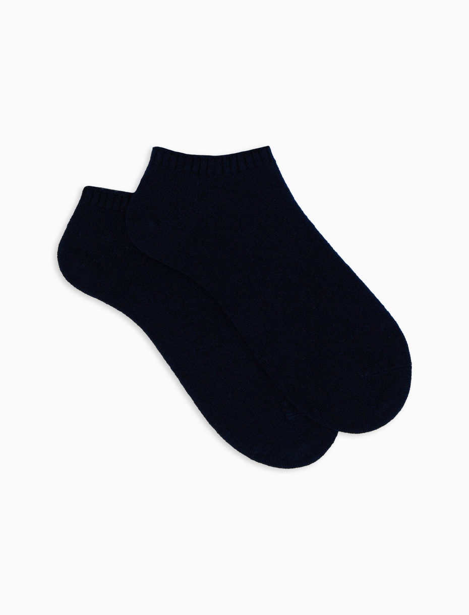 Women's plain blue cashmere ankle socks - Gallo 1927 - Official Online Shop
