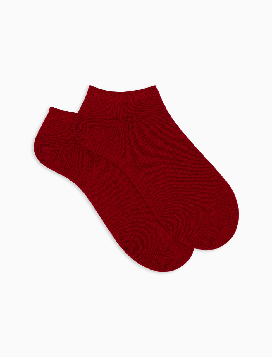 Women's plain brick red cashmere ankle socks - Gallo 1927 - Official Online Shop