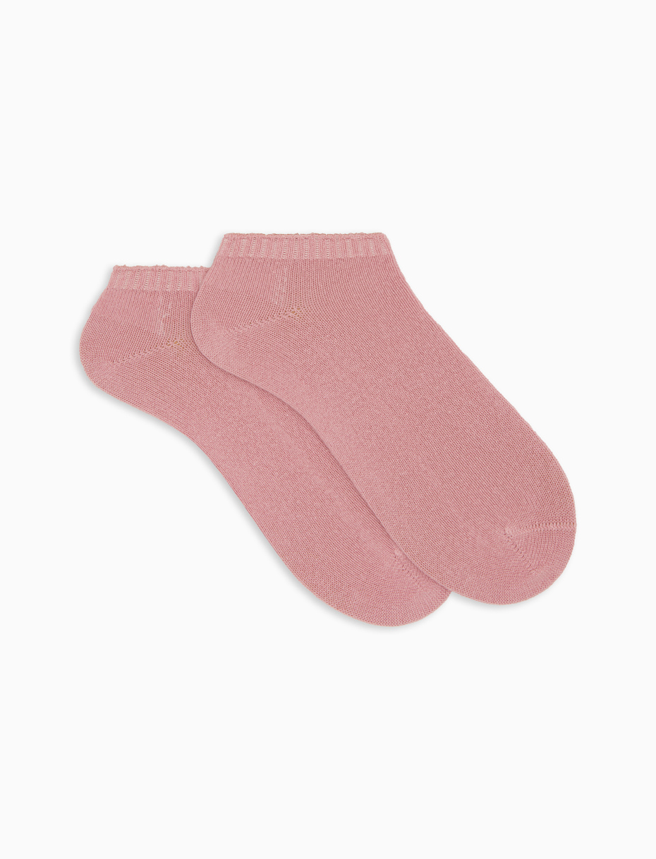 Women's plain pink cashmere ankle socks - Gallo 1927 - Official Online Shop