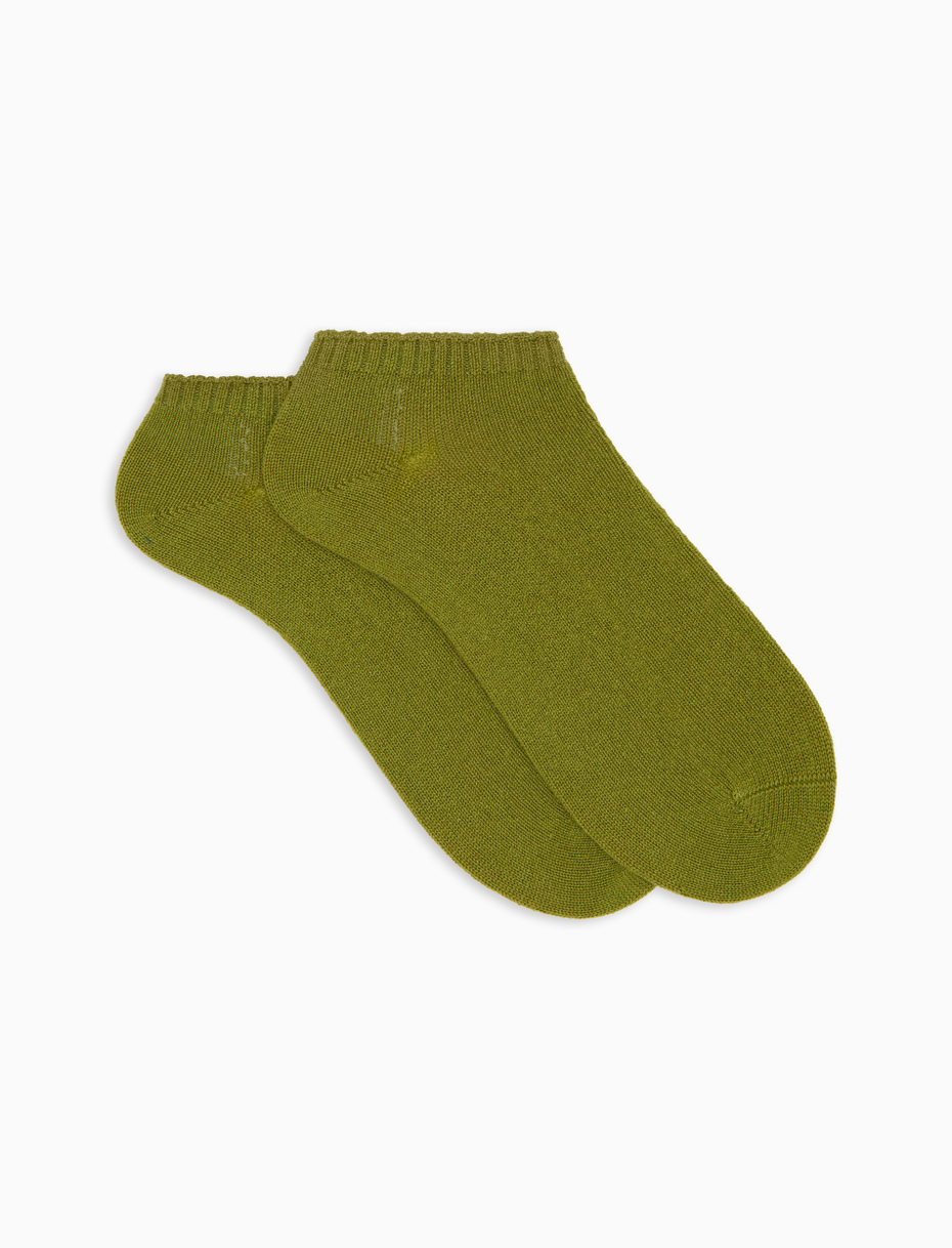 Women's plain green cashmere ankle socks - Gallo 1927 - Official Online Shop