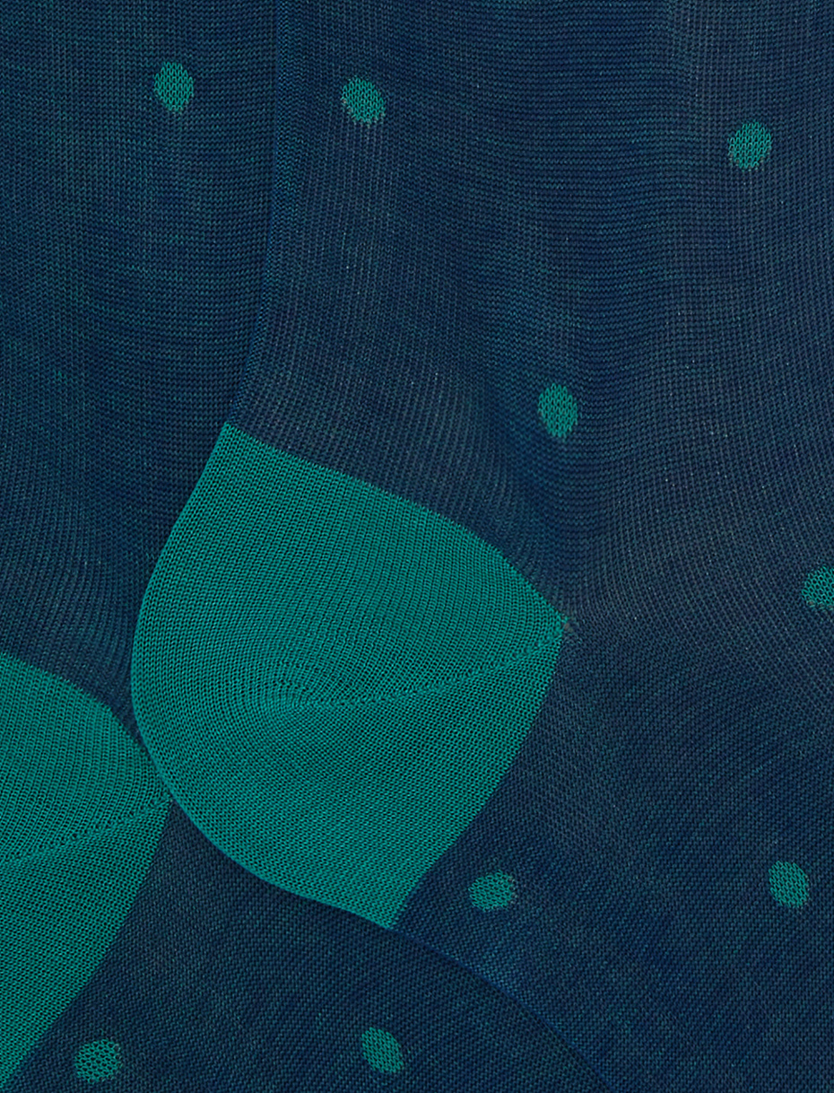 Calze lunghe uomo cotone blu fantasia pois su cangiante - Gallo 1927 - Official Online Shop
