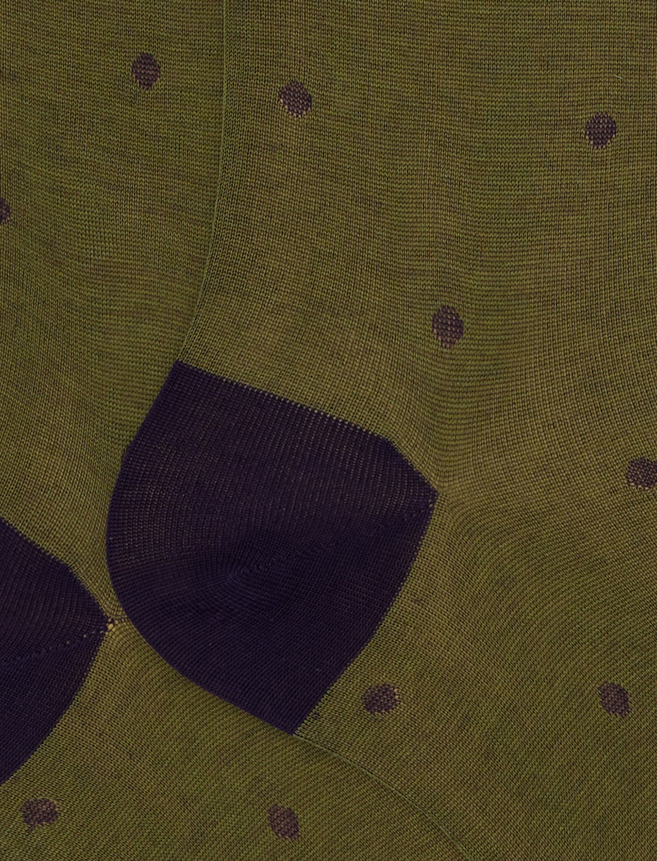 Calze lunghe uomo cotone verde fantasia pois su cangiante - Gallo 1927 - Official Online Shop
