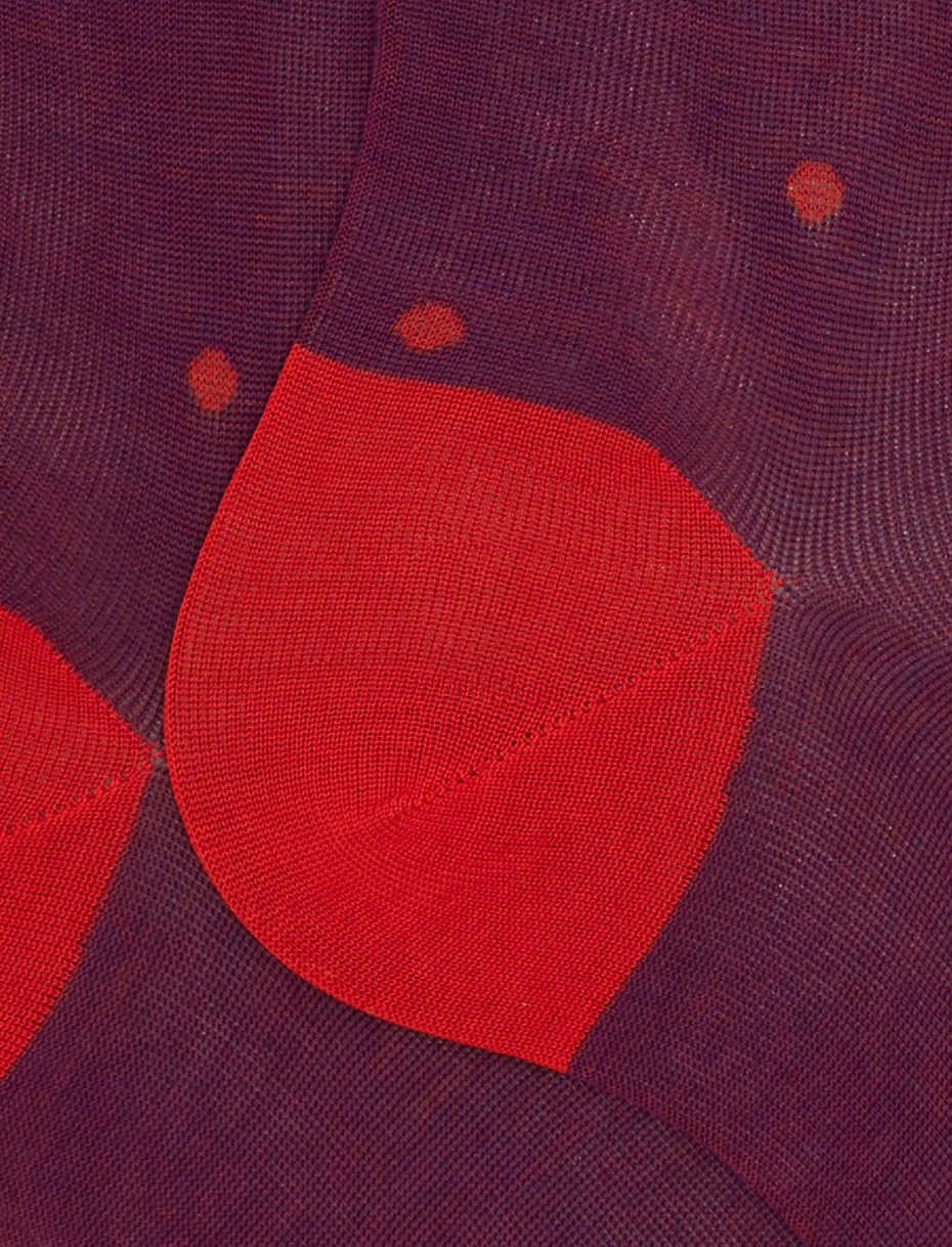 Men's long purple cotton socks with polka dots on iridescent base - Gallo 1927 - Official Online Shop