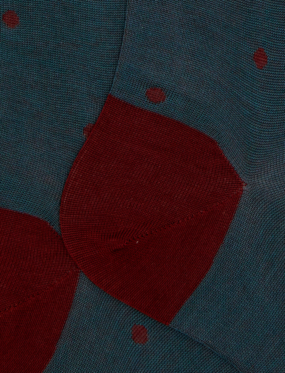Calze lunghe uomo cotone verde fantasia pois su cangiante - Gallo 1927 - Official Online Shop