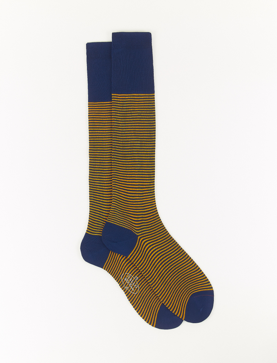 Men's long royal cotton socks with Windsor stripes - Gallo 1927 - Official Online Shop