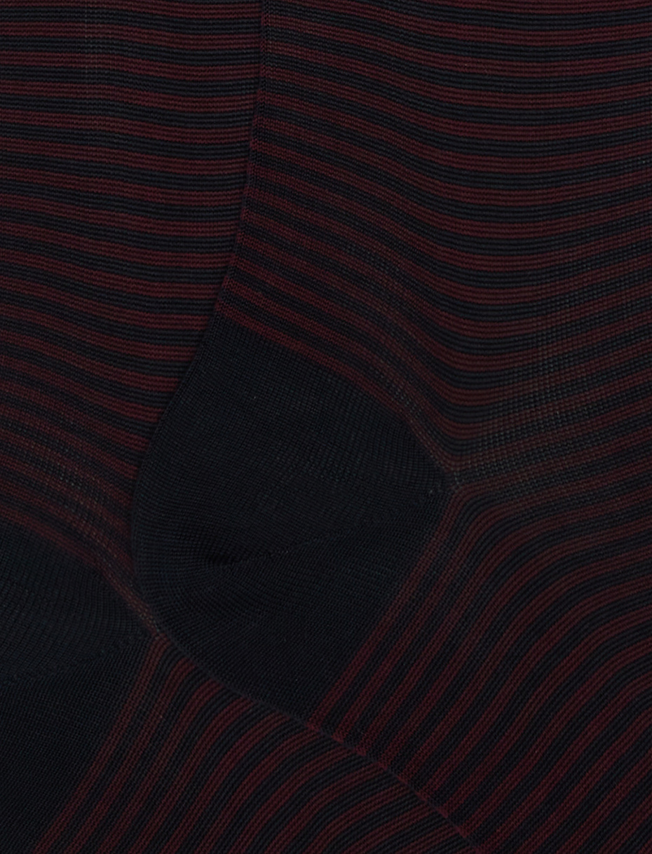 Men's long blue/burgundy cotton socks with Windsor stripes - Gallo 1927 - Official Online Shop