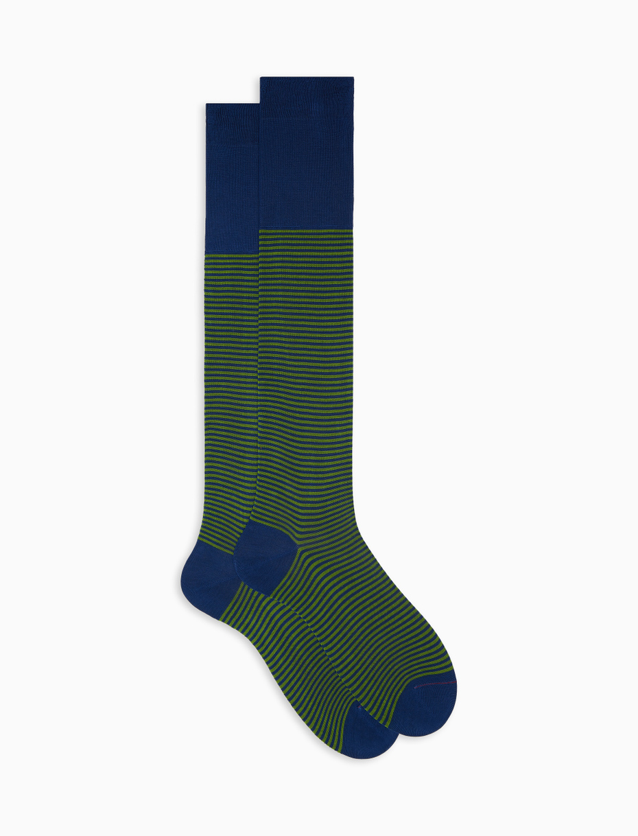 Men's long royal cotton socks with Windsor stripes - Gallo 1927 - Official Online Shop