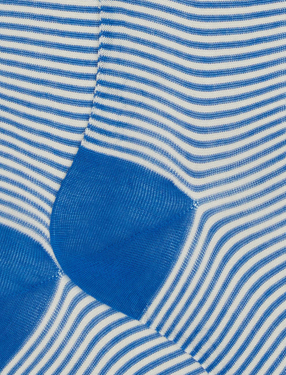 Men's long french blue cotton socks with Windsor stripes - Gallo 1927 - Official Online Shop
